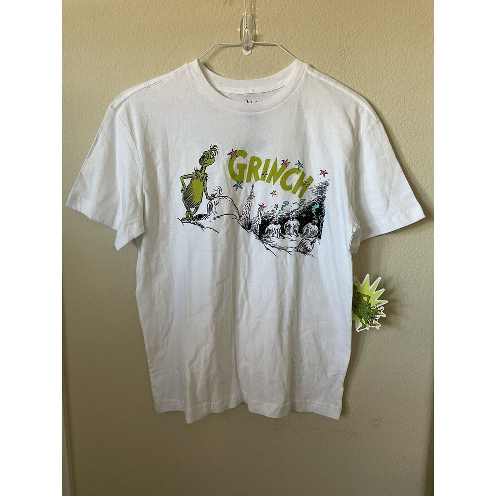 The Grinch Dr Seuss Whoville White Crew Neck Short Sleeve Men’s T Shirt Size S